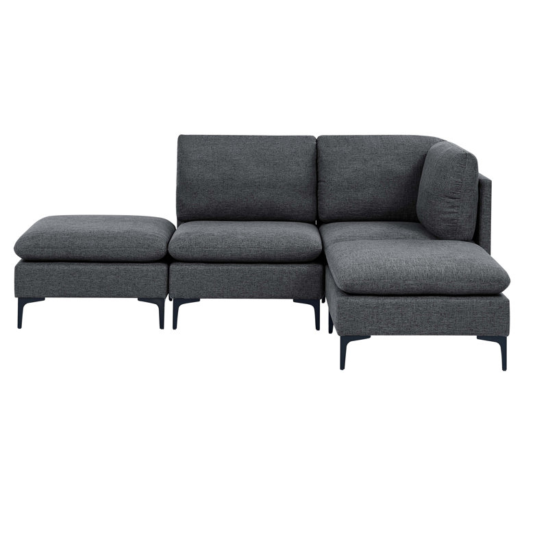 Canapé modulaire rembourré avec pieds en métal, Gris foncé