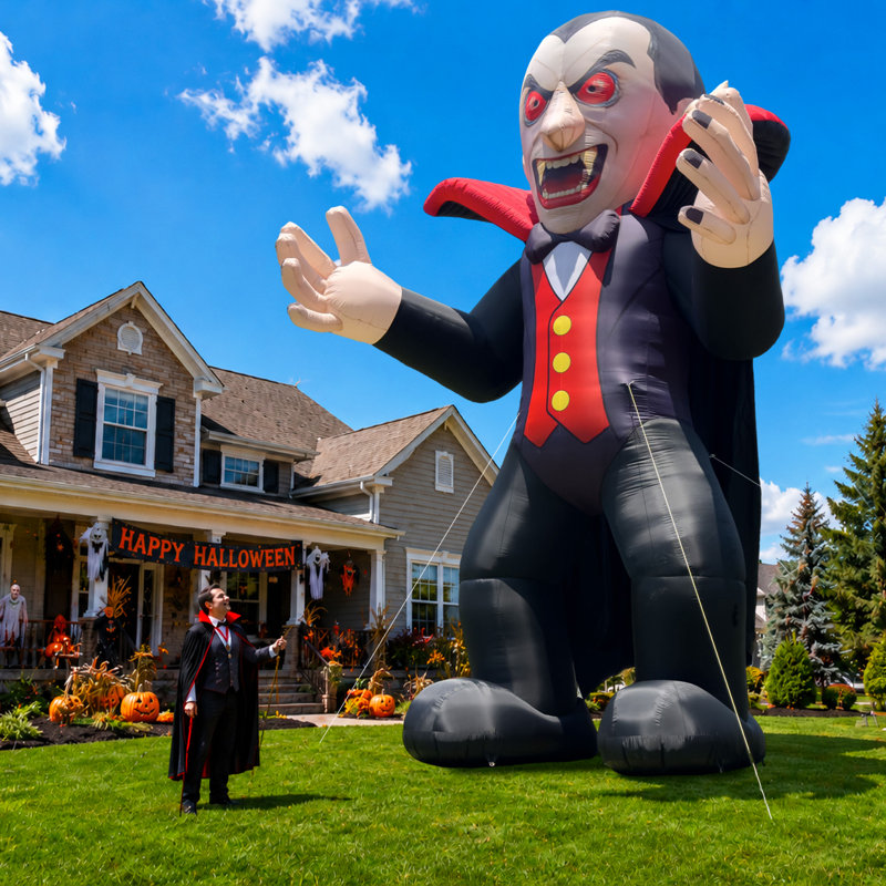 Vampire gonflable géant de 8 mètres avec souffleur, décor gonflable pour fêtes et événements d'Halloween