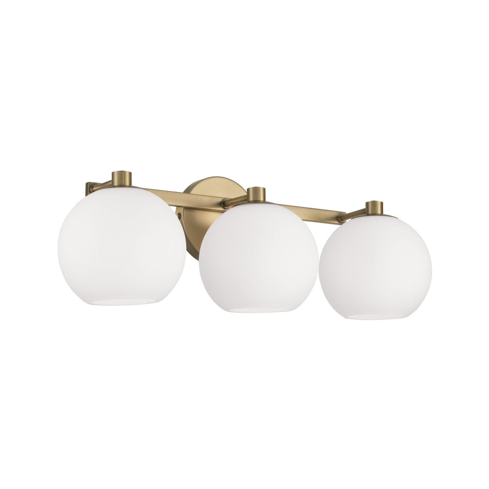 Ansley 3 Light Frosted Dimmable Vanity Light, Aged Brass