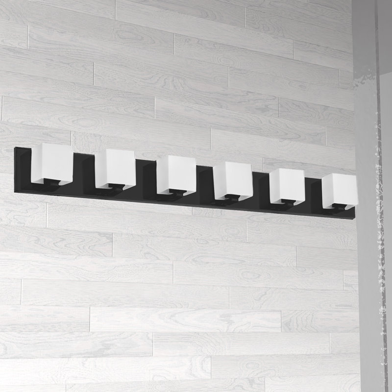 Verona 6 Light Dimmable Polished Chrome Vanity Light, Matte Black