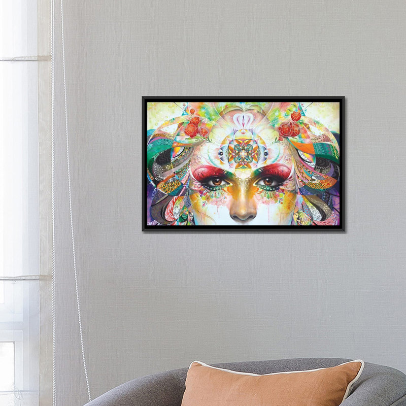 «Gaia», impression sur toile, H 18 po x l 26 po x P 1,5 po, Toile avec cadre noir, Pas de tapis
