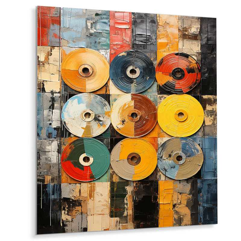Disque vinyle, vinyle rétro III, impression sur métal, H 20 po x l 12 po x P 1 po