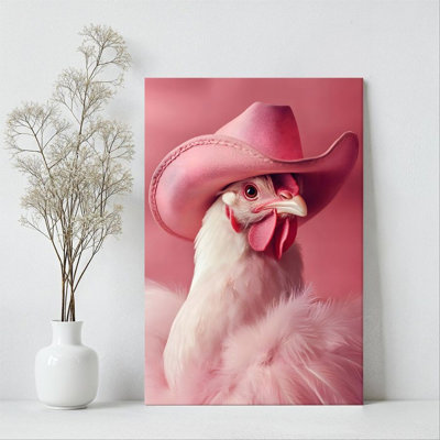 1Pc Framed Canvas Poster Print Cowboy Chick, Pink Girly Style Wall Art Wall Pediments, Wall Decor, Perfect for Room Decor Living Room Bedroom Office