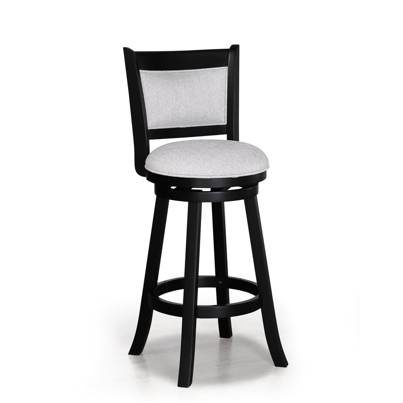 2 tabourets de bar pivotants, hauteur de comptoir avec siège et repose-pieds en tissu, chaise de cuisine noire / assise en bois, structure de pub de style pub noir, revêtement contemporain