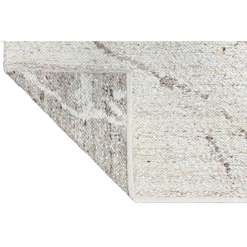 High-Quality Hand-Knotted White And Beige Area Rug, White/Beige, Rectangle 9' x 12'