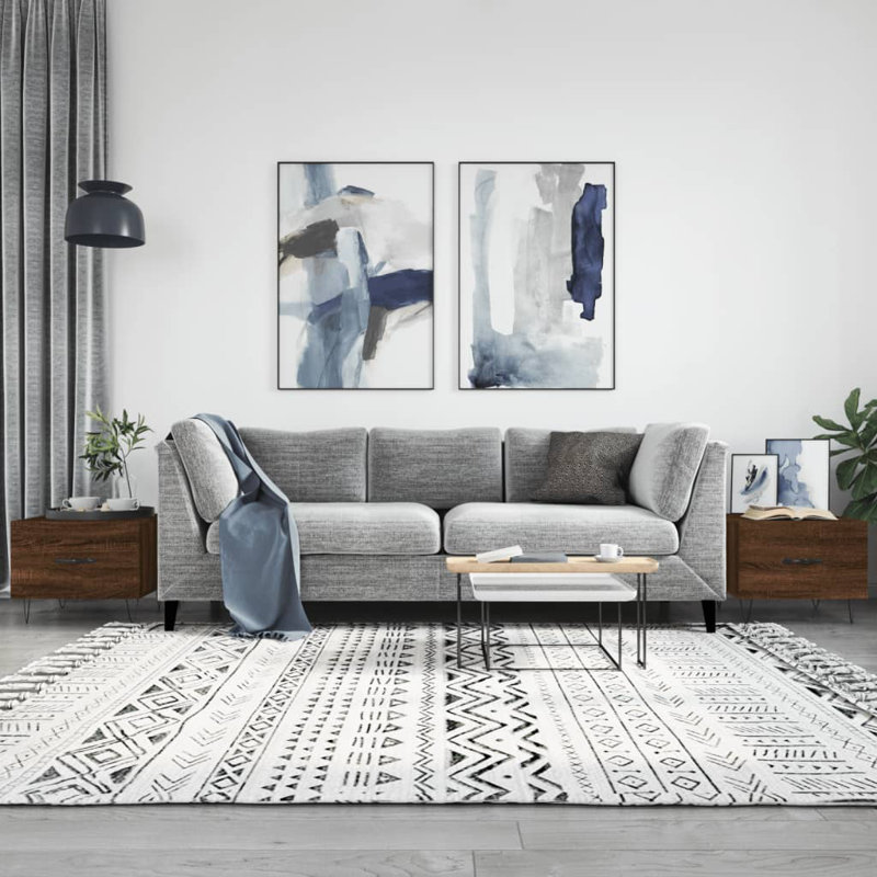 Four Leg Coffee Table with Storage, brown oak
