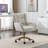 Velvet Fabric 360 Swivel Home Office Chair With Gold Metal Base And Universal Wheels,Ivory-521083478