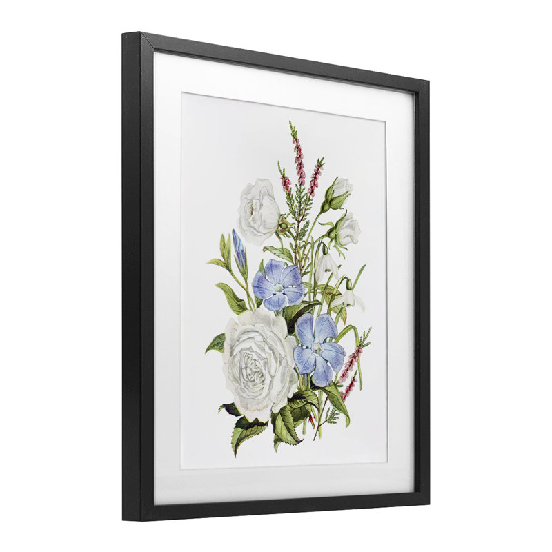 Impression florale encadrée sous verre Bounteasant, Cadre noir minuit, H 16 po x l 13 po