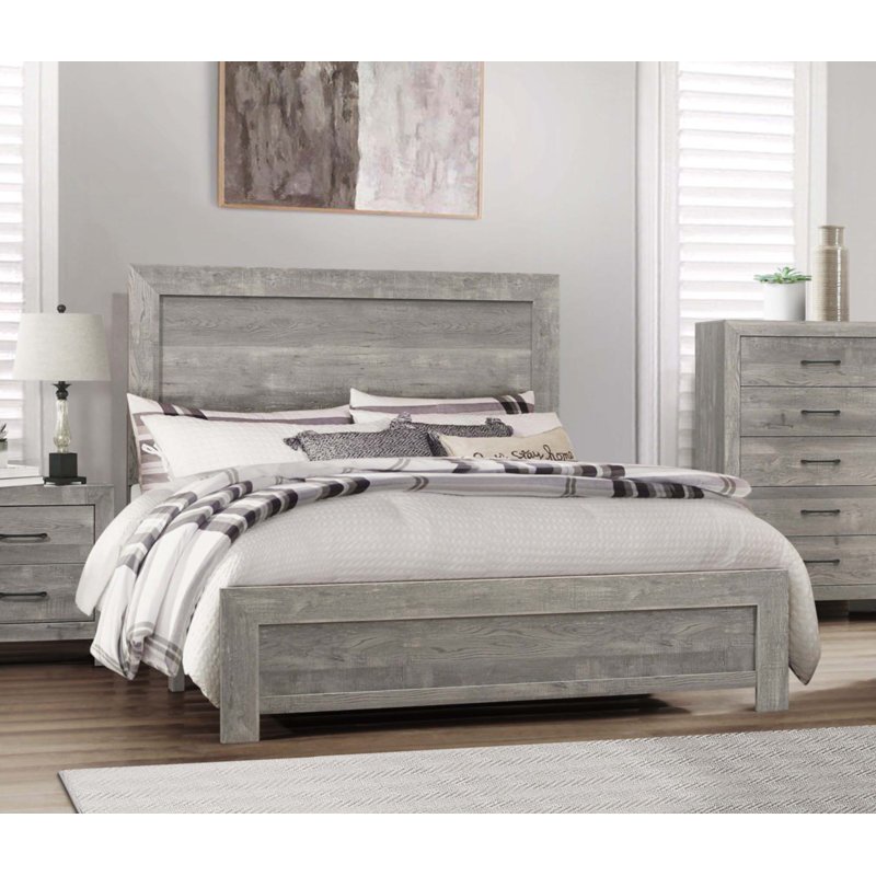 Rustic Design Gray Finish Queen Size Bed