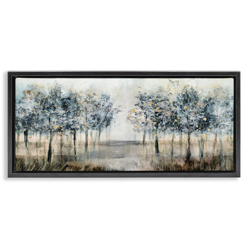 Arbre moderne, H 11 po x l 25 po, Cadre flottant noir de jais