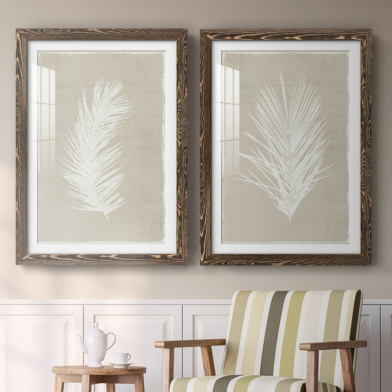 Palm Oasis I - reproduction encadrée de qualité supérieure - prête à être accrochée, H 27,5 po x l 75 po x P 1,5 po, Noyer