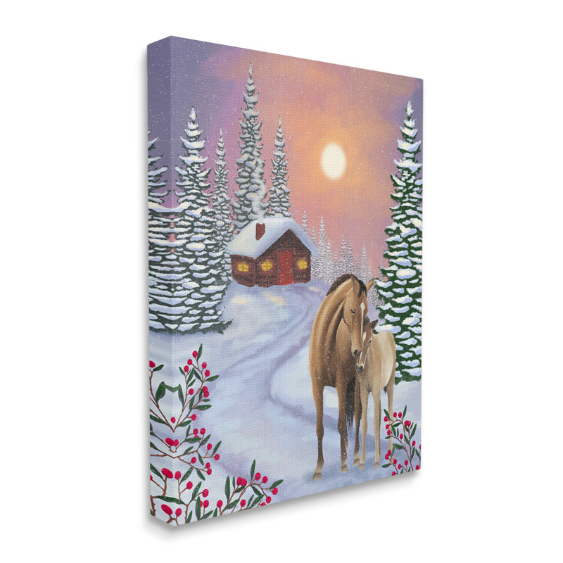 «Holiday Horses Winter Scene» sur toile, H 30 po x l 24 po x P 1,5 po