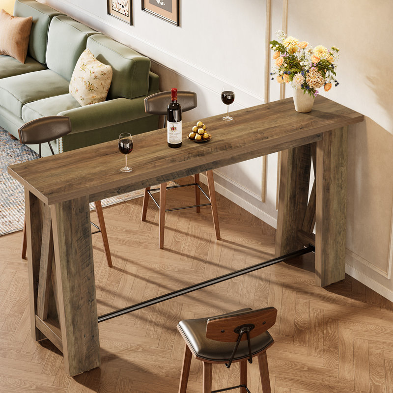 Table de bar 63 "rectangulaire avec repose-pieds