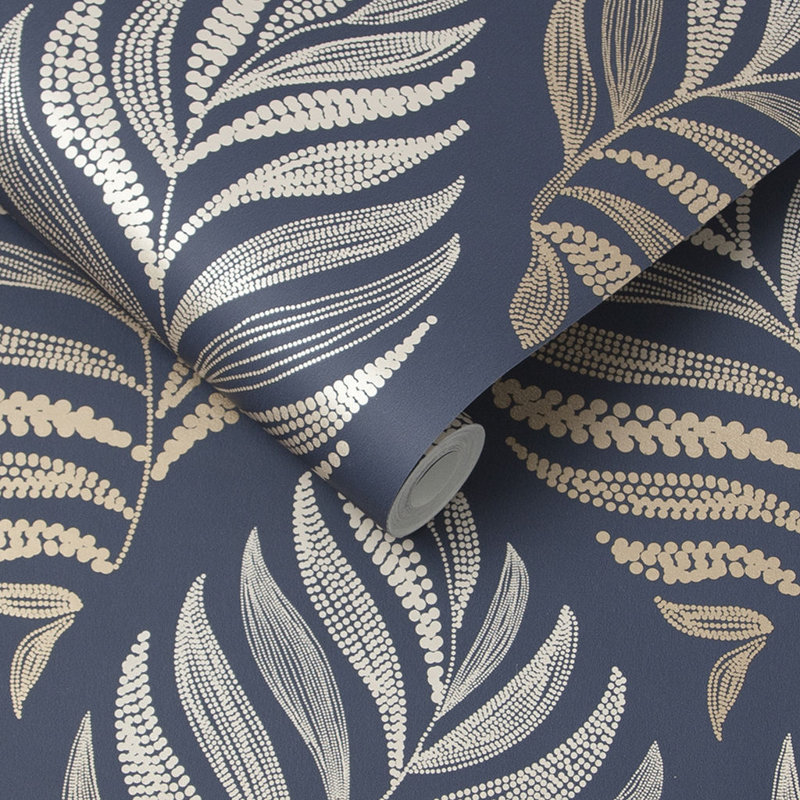 Botanica Floral Metallic Wallpaper Roll, Midnight