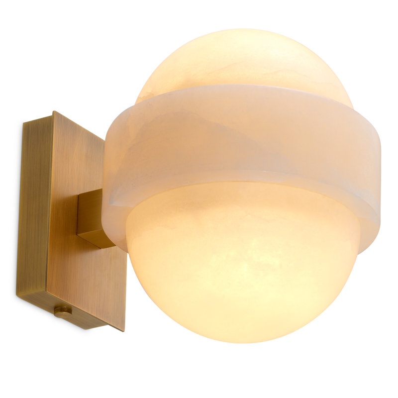 Wall Lamp Icarus Antique Brass Finish Alabaster