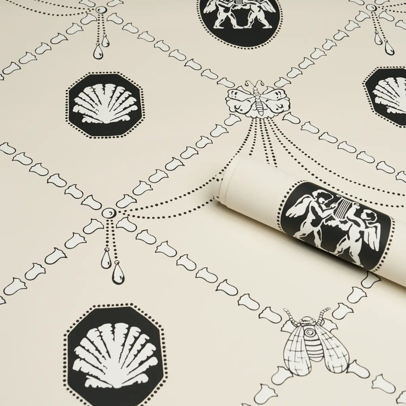 Papier peint Schumacher X Backdrop Edith, Noir