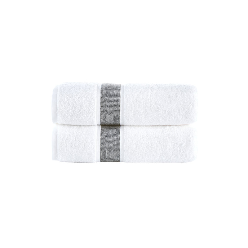 Turkish Cotton Plush Jacquard Bath Towel, Anthracite