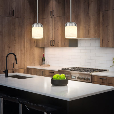 2 Pack 1-Light Single Alabaster Vintage Pendant Light