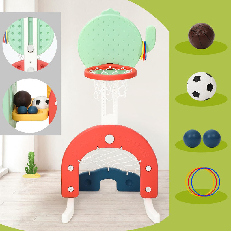 Centre de jeu pour enfants 7 en 1 avec glissade, balançoire et basketball