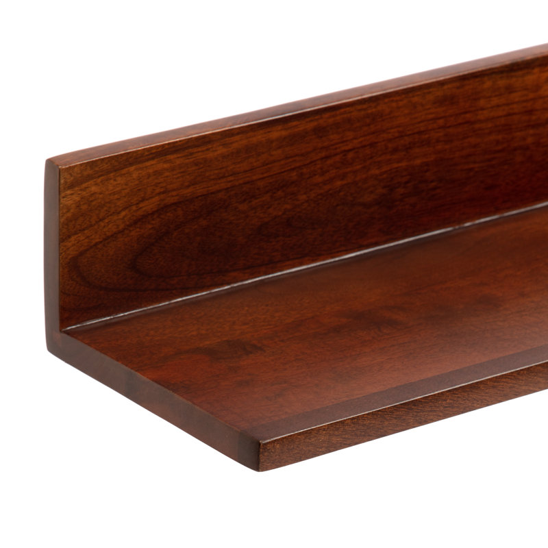 Tablette flottante en bois massif Dezerea, Noyer, H 3,5 po x l 24 po x P 6,75 po