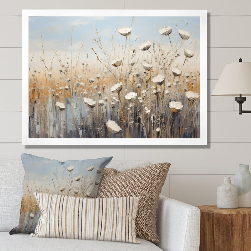 Minimalisme Wildflower Wonderland II sur toile, Cadre simple blanc, H 30 po x l 40 po x P 1,5 po