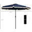 Parasol de patio bleu foncé 9 pi, avec mécanisme d'inclinaison et de manivelle, à volants pour parasol 9 pi de jardin