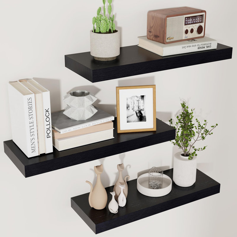 Dalvyn 3 Piece Floating Shelf, Black