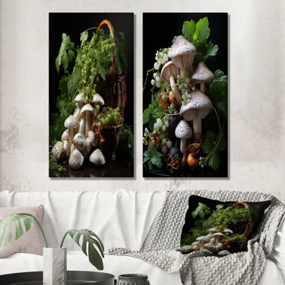 Photo de jardin d'un champignon I - ensemble de 2 décorations murales en métal champignon