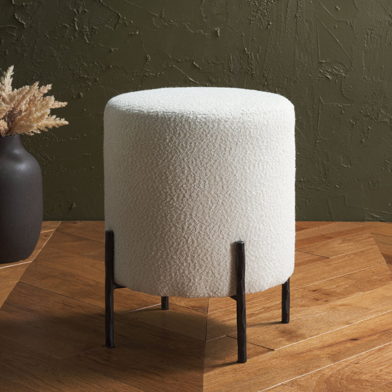 Round Boucle Ottoman, Black
