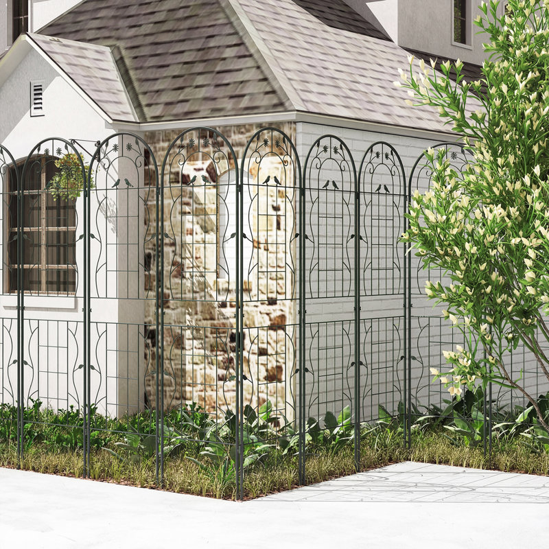 Metal Arched Trellis, 180cm H x 50cm W, Black