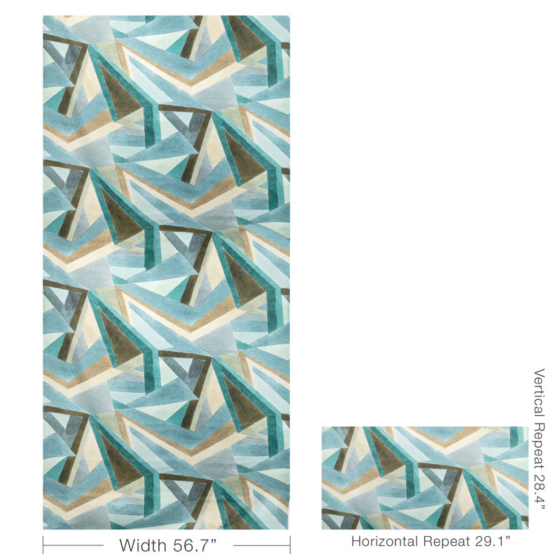 Rhapsody Roulade Print Linen Fabric, Aqua/Dune