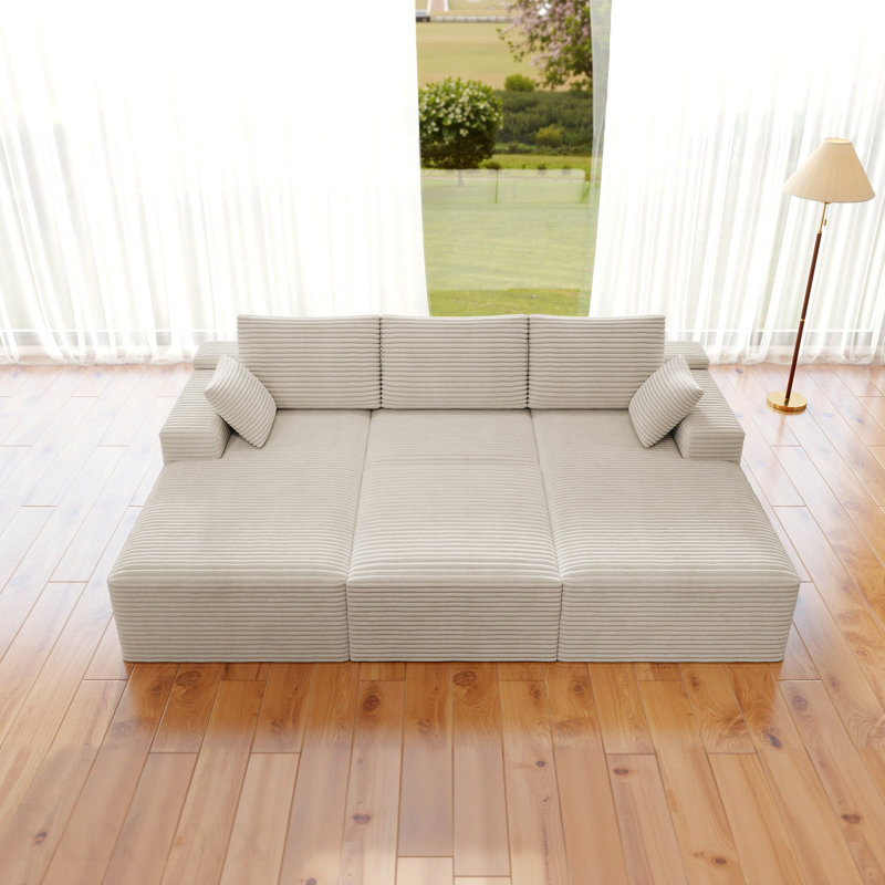 Siège de canapé modulaire modulaire, canapé rembourré et compressé pour le salon, la chambre à coucher, un appartement, aucun assemblage requis, combinaison gratuite de 4 pièces, tissu en velours côtelé moelleux