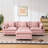 Pink Color  3-Seat Combo Sofa With Storage Ottoman For Living Room Apartment Bedroom And Compact Room, Upholstered Sectional Couch, L Shaped Bench With A Footrest-1507760016