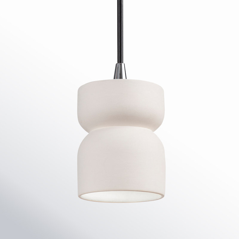 Luminaire suspendu en sablier Leni, Bisque, Chrome poli