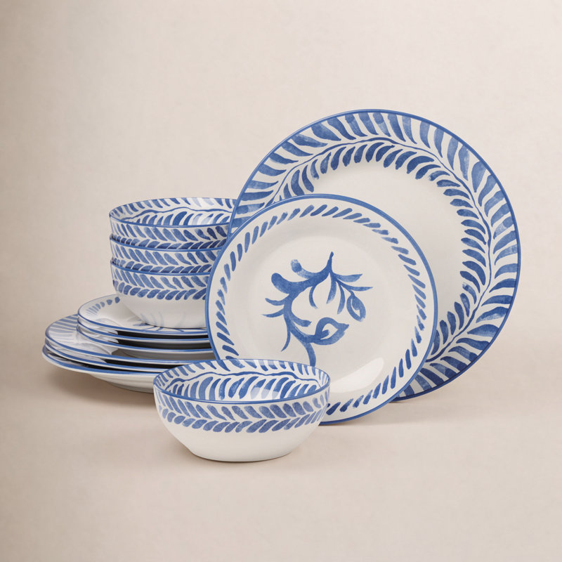 Borderless Blue 12Pc Dinnerware Set