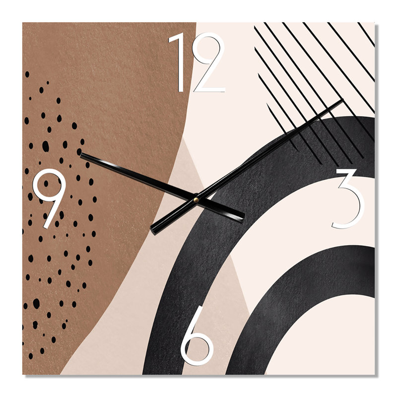 Horloge murale moderne formes abstraites en terre cuite et ivoire III, Moyen