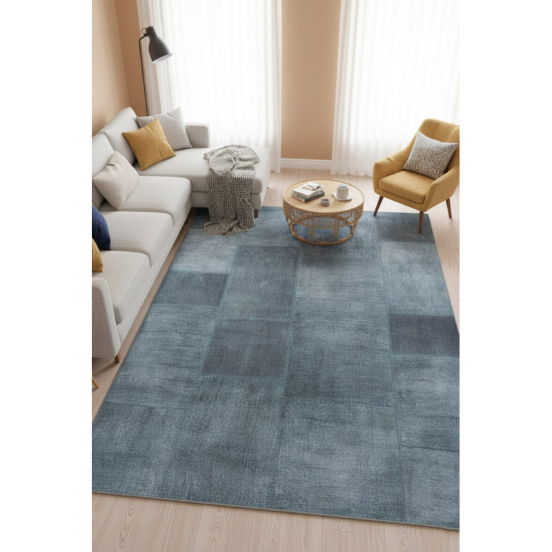 Tapis décoratif vert patchwork, Rectangle 3 pi 10 po x 5 pi 3 po