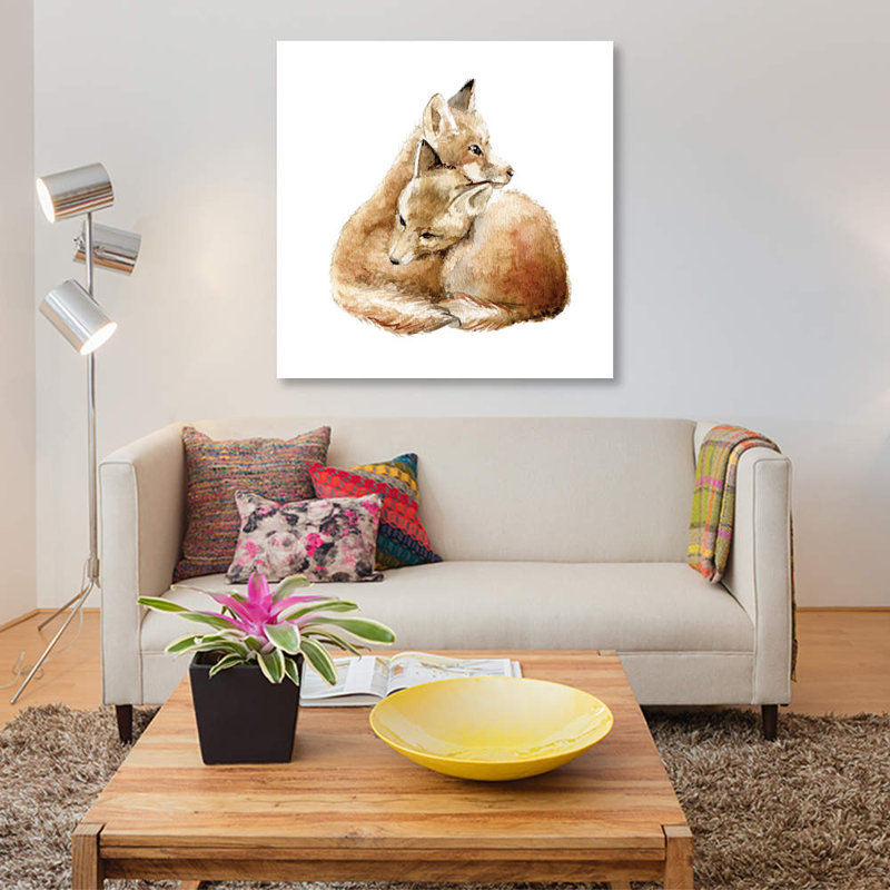 « se blottir foxes », art sur toile, H 12 po x l 12 po x P 1,5 po, Toile tendue