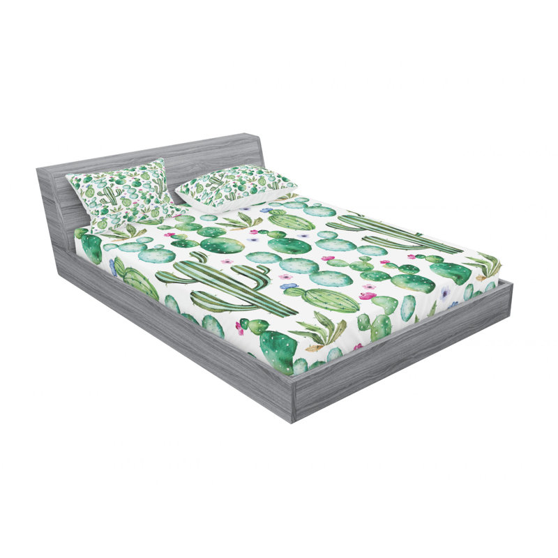 Microfiber Geometric Sheet Set, Queen Sheet Set with Fitted Sheet, Mosaic Grid Pixel Geometric