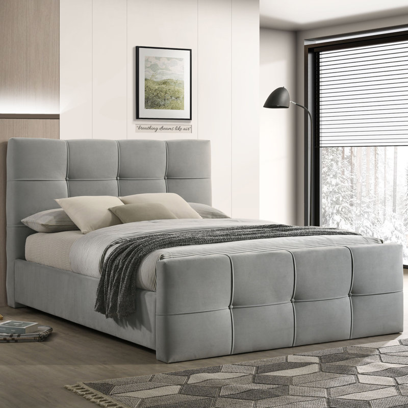 Damen Platform Bed, Queen, Light Gray