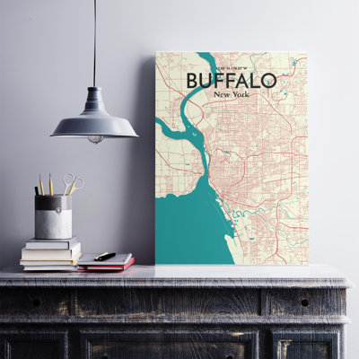 Buffalo City Map, reproduction d'impression sur affiche en beige