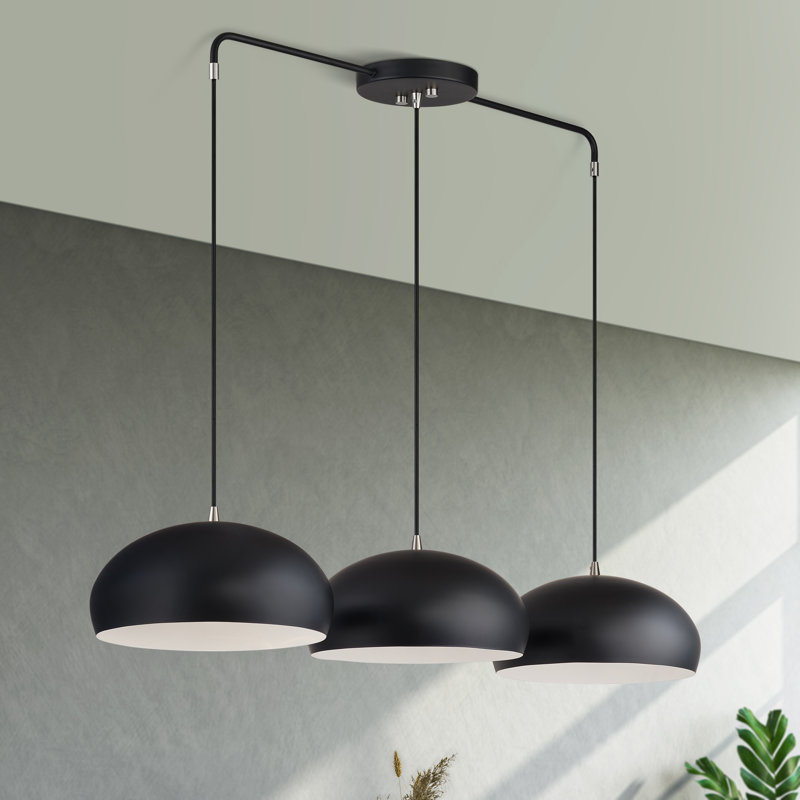 Lustre linéaire extra large à 3 lumières Aaranyan, Noir mat, Noir