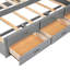 Lit plateforme gris avec lit gigogne mobile, tiroirs et rangement pour tête de lit-1162081803