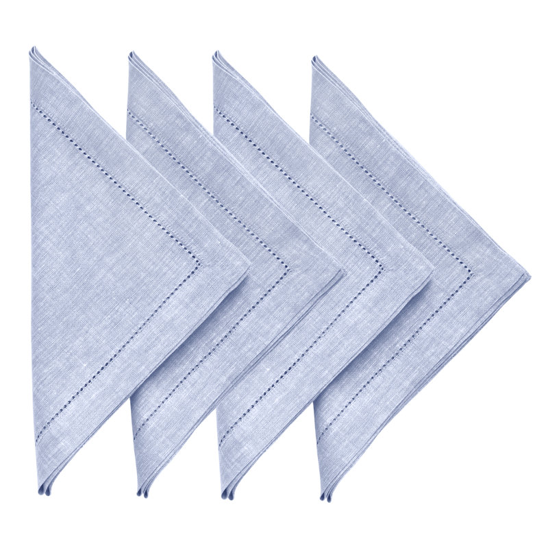 Milan - 100% Pure Linen Dinner Napkins, Chambray Blue