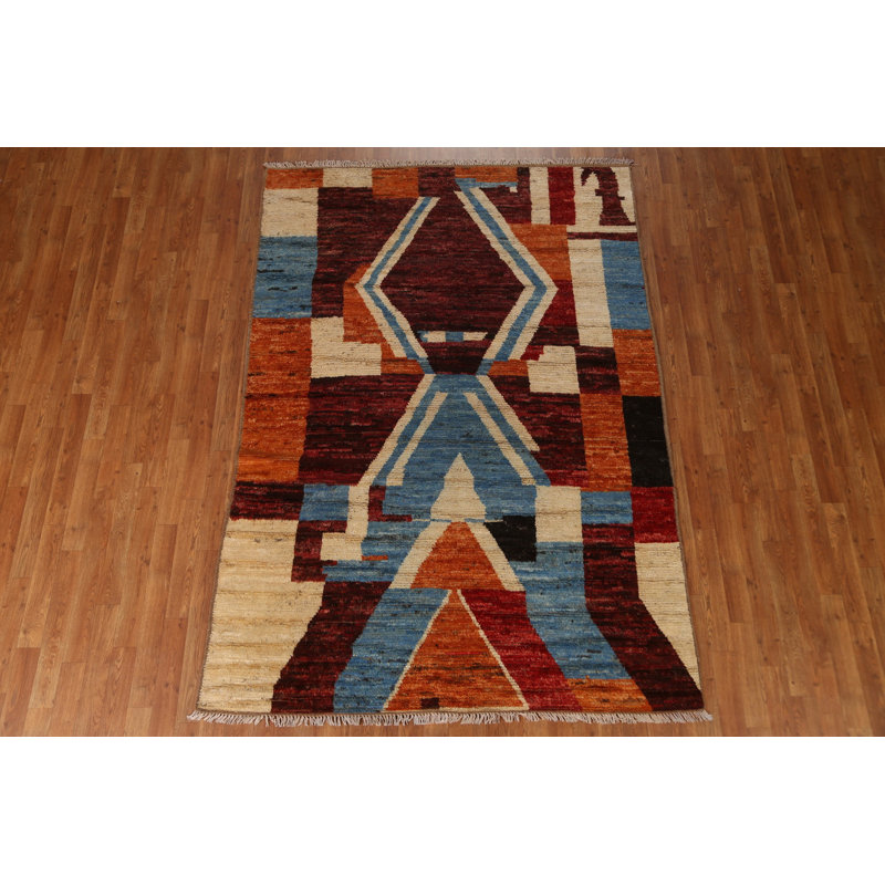 Tapis marocain abstrait noué à la main 6 x 8
