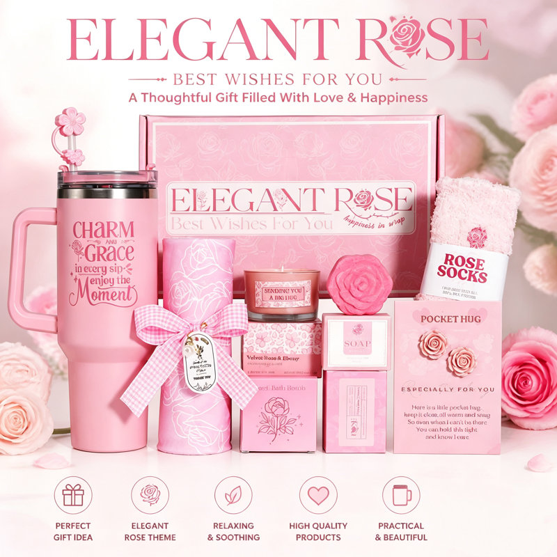 Pink Rose Themed Self-Care Gift Bundle