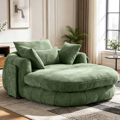 Canapé méridienne surdimensionné de 183 cm (72 pouces), canapé nuage profond en chenille avec coussin matelassé, canapé lounge 2 places avec coussins pour salon ou chambre à coucher