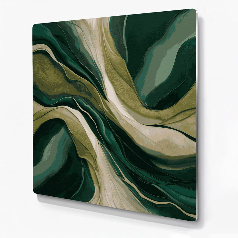 Art mural abstrait en métal vert 43, H 8 po x l 8 po