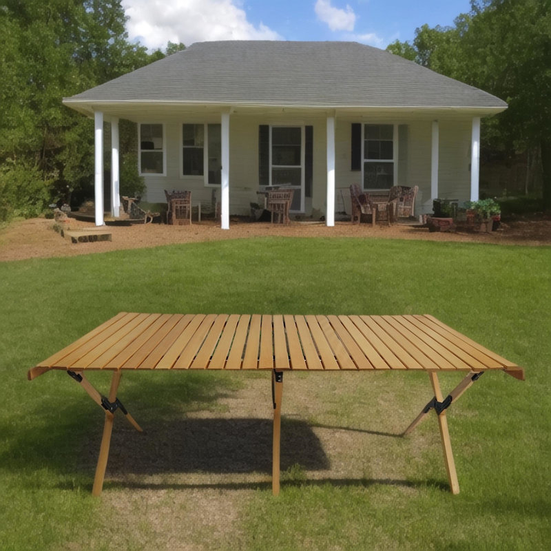 Table de patio pliable en bois naturel