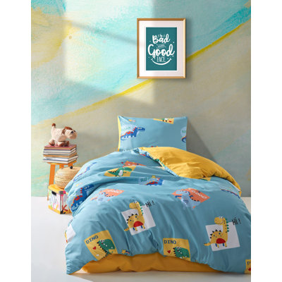 Premium Single Quilt Cover Set, Green, 55.1 x 78.7 inches | 65% Cotton & 35% Polyester, Machine Washable, 120 Thread Count | Includes 1 Envelope Pillowcase (23.6 x 23.6 inches) | Stylish & Comfortable Bedding for Any Bedroom